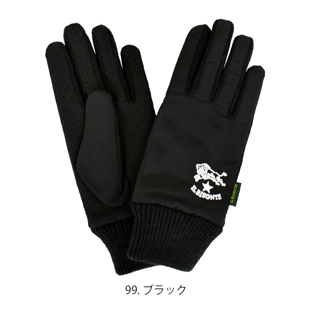 イルビゾンテ (IL BISONTE) コンビグローブ 手袋 内側ボアフリースグローブ 54242-3-09182 54242309182 99.ブラック