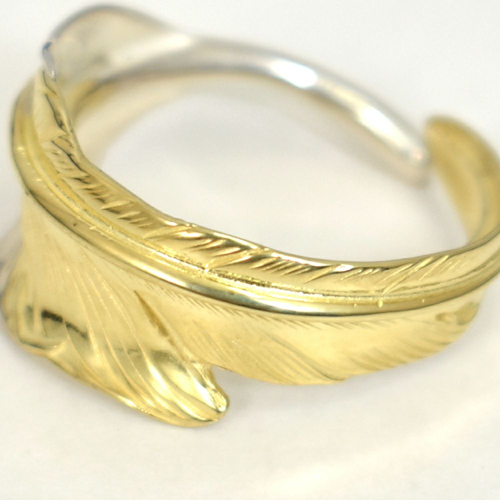 ラリースミス (LARRY SMITH) KAZEKIRI FEATHER RING No. 33 (18K GOLD ACCENT) フェザー リング 指輪 シルバーアクセサリー EFRG-0033