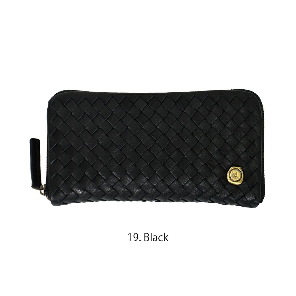 アインソフ (Ain Soph) メッシュ コンパクトラウンドファスナー長財布 革財布 黒 ギフト (242006) DA1600-CNP 19.Black