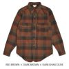 フリーホイーラーズ (FREEWHEELERS) -BaldyGus- MECHANIC SHIRT 1930s STYLE WORK CLOTHING 長袖チェックネルシャツ 2433006 RED BROWN × DARK BROWN × DARK KHAKI OLIVE