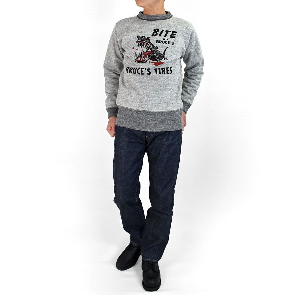 フリーホイーラーズ (FREEWHEELERS) -BRUCE'S TIRES- CREW NECKED SWEAT SHIRT 1930~1940s STYLE SET-IN SLEEVE SWEAT SHIRT 長袖トレーナー スウェットシャツ 2434006