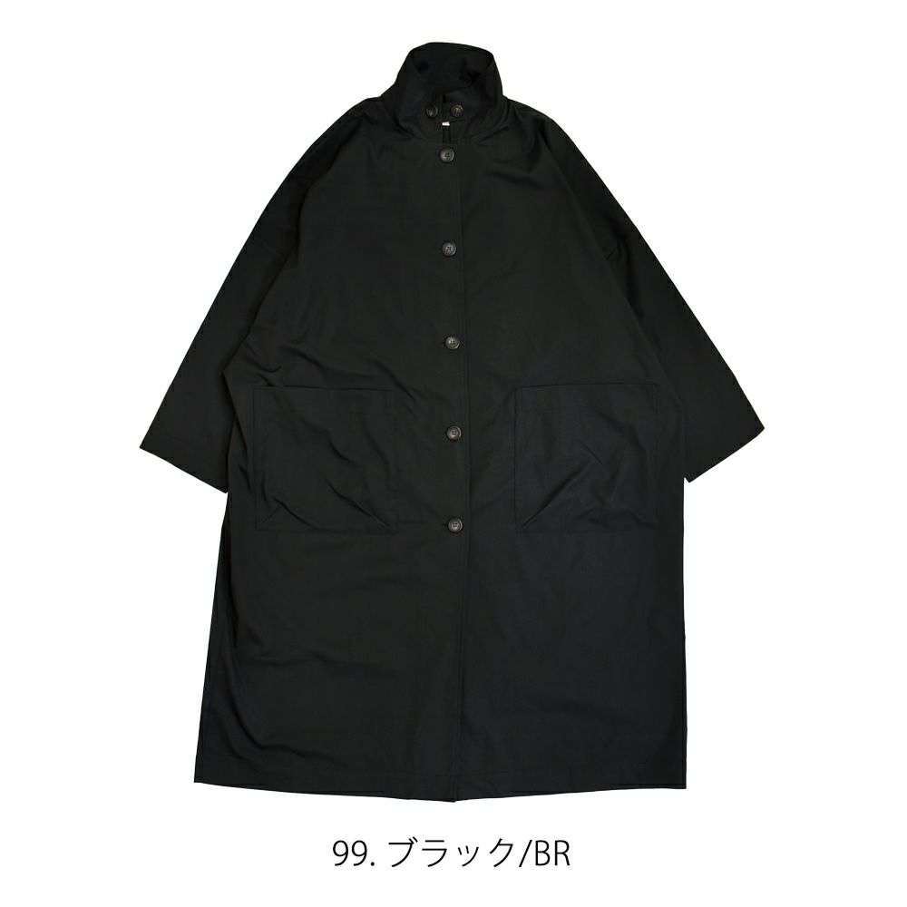 マオメイド (MAOMADE) オーバーサイズのステンカラーコート スプリングコート アウター 511307 99.ブラック/BR