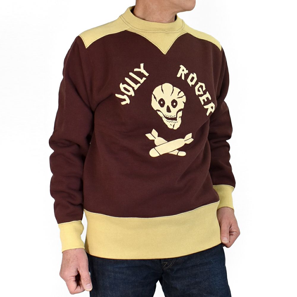 フリーホイーラーズ (FREEWHEELERS) -USAAF 90TH BG 320TH BSQ JOLLY ROGER- ATHLETIC SWEAT SHIRT 1920~1930s COMFORTABLE RIB KNIT TRIMMED SWEAT SHIRT 長袖トレーナー プリントスウェットシャツ 2434011