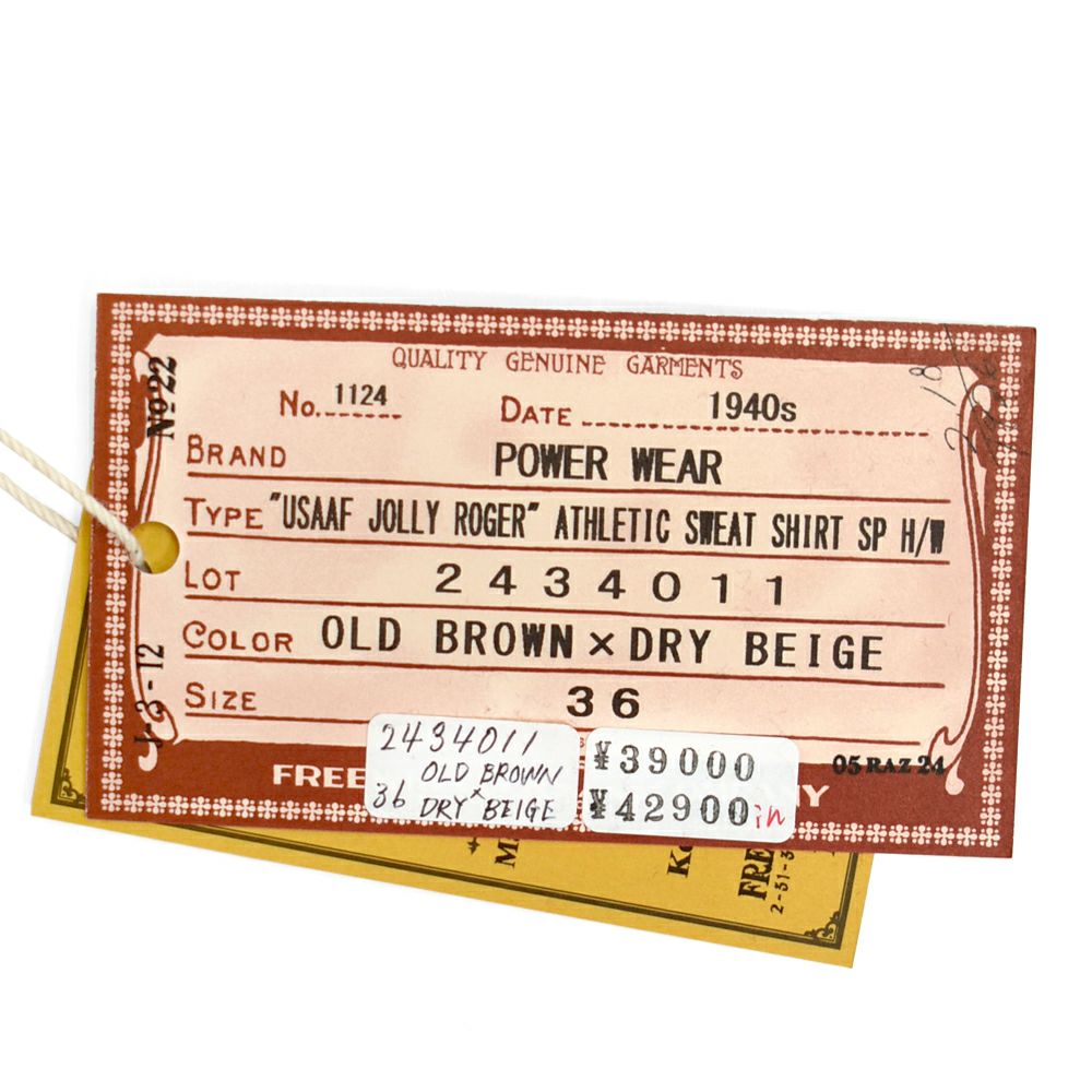 フリーホイーラーズ (FREEWHEELERS) -USAAF 90TH BG 320TH BSQ JOLLY ROGER- ATHLETIC SWEAT SHIRT 1920~1930s COMFORTABLE RIB KNIT TRIMMED SWEAT SHIRT 長袖トレーナー プリントスウェットシャツ 2434011