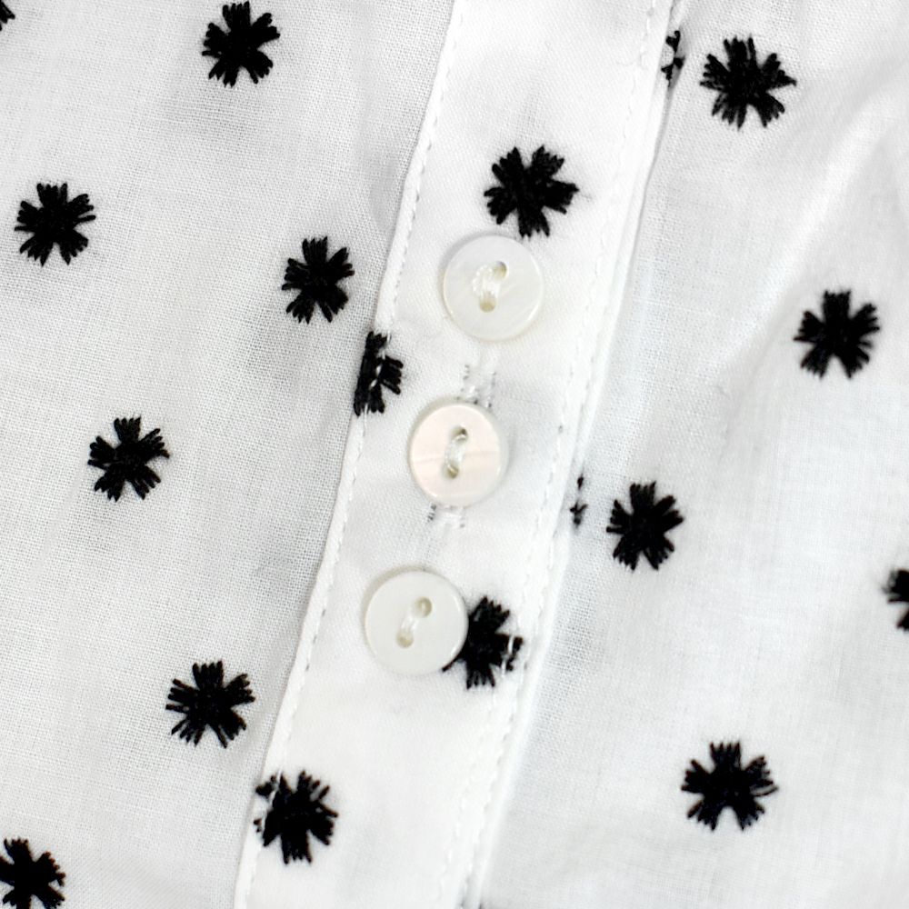 ポンデシャロン (PONT DE CHALONS) 刺&#32353;バンドカラーBL 小花モチーフ 刺繍 ブラウス シャツ 22480311