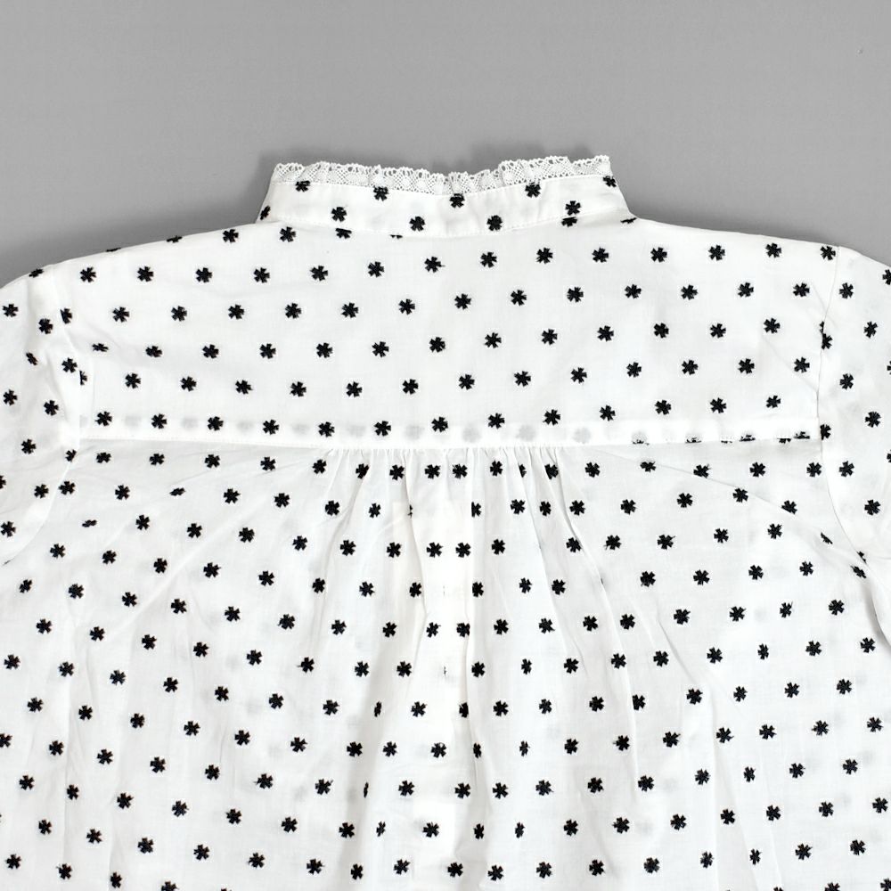 ポンデシャロン (PONT DE CHALONS) 刺&#32353;バンドカラーBL 小花モチーフ 刺繍 ブラウス シャツ 22480311