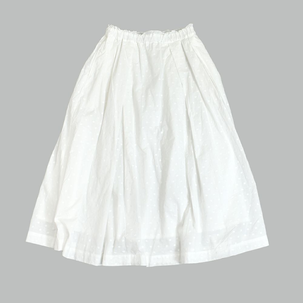 ポンデシャロン (PONT DE CHALONS) 刺繍タックギャザースカート 小花モチーフ コットンの裏地付き 22480327 10.オフホワイト