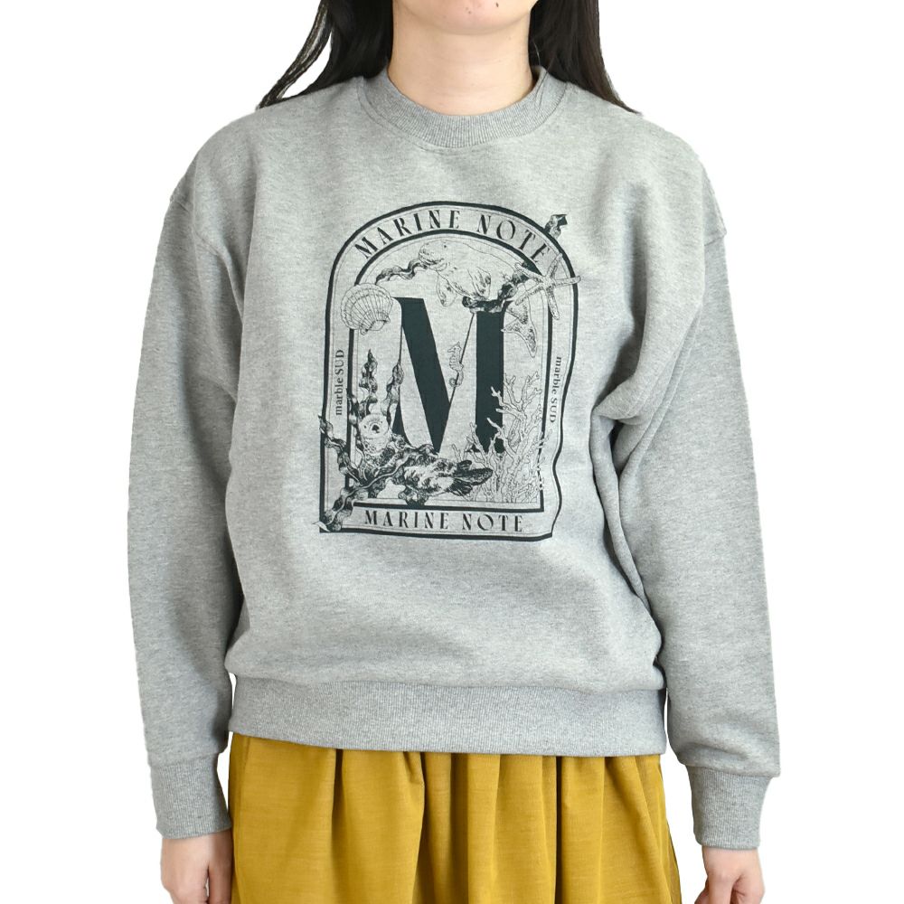 マーブルシュッド (marble SUD) MARINE NOTE SWEAT 長袖プリントスウェットシャツ トレーナー 01FS003107