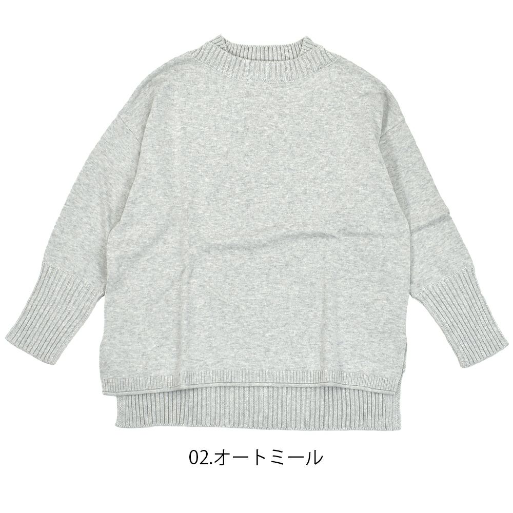 マオメイド (MAOMADE) 着回し力 バツグン 異ゲージリブ プルオーバー 長袖コットンニット 511105 02.オートミール