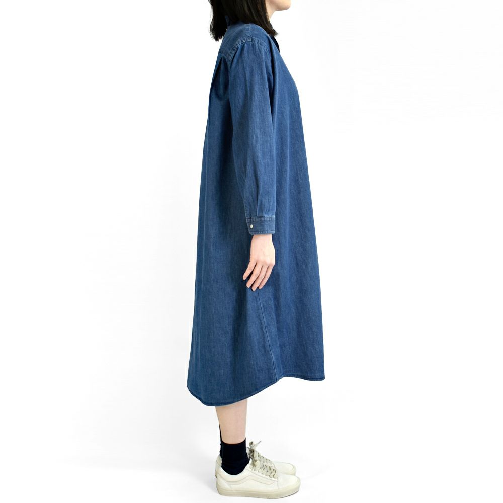 ダントン (DANTON) DOT BUTTON B.D. LONG SHIRT L/S 長袖デニムワンピース DT-B0294DUG