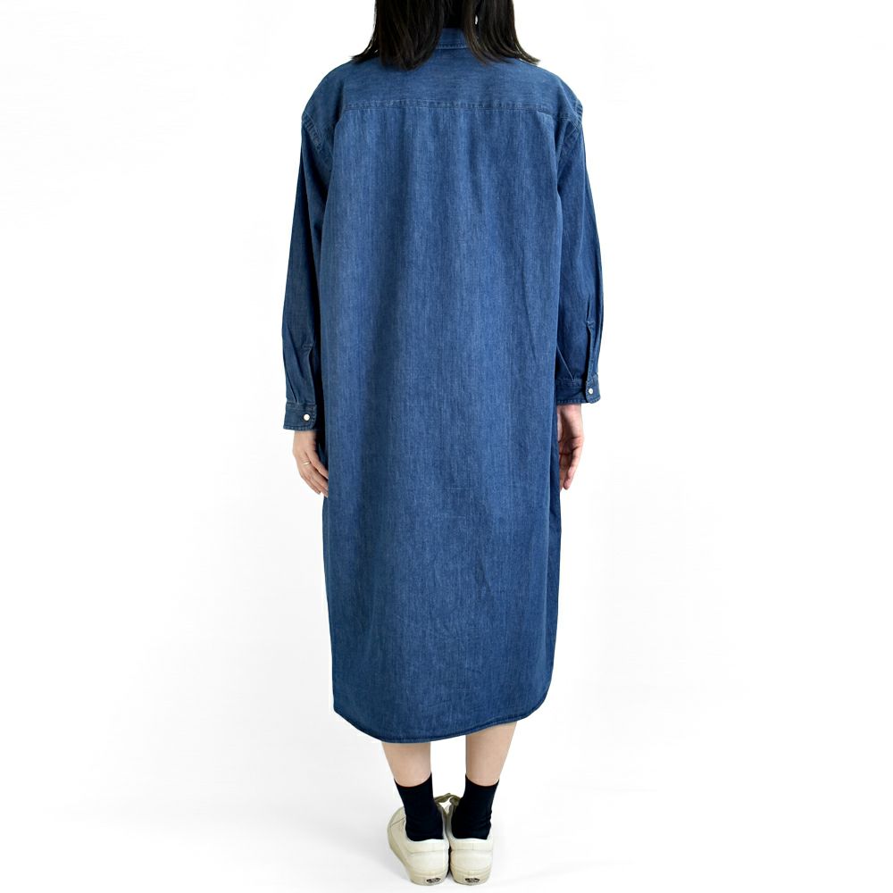 ダントン (DANTON) DOT BUTTON B.D. LONG SHIRT L/S 長袖デニムワンピース DT-B0294DUG