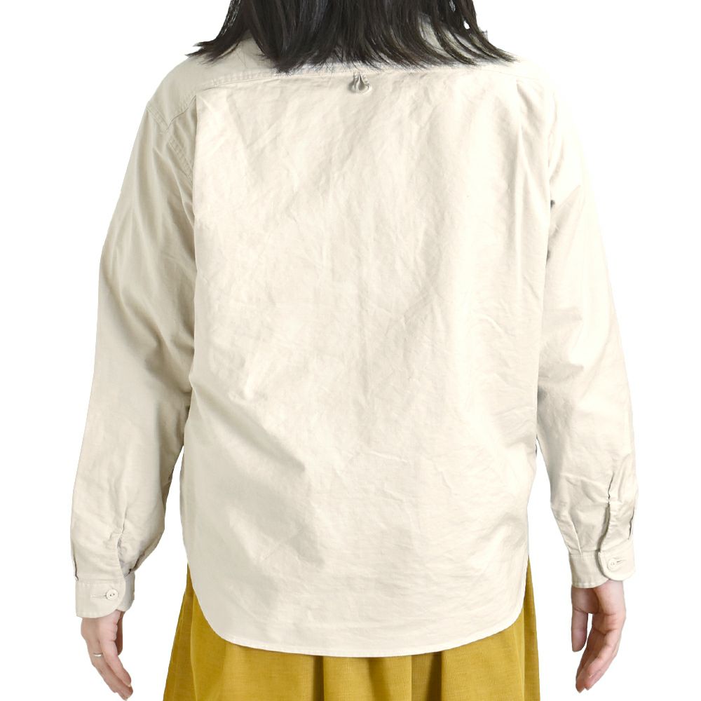 ダントン (DANTON) WOMEN'S OXFORD BAND COLLAR SHIRT PLAIN コットンノーカラー長袖シャツ バンドカラーシャツ DT-B0279SOX