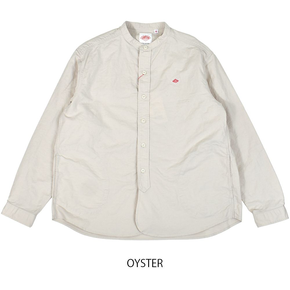 ダントン (DANTON) WOMEN'S OXFORD BAND COLLAR SHIRT PLAIN コットンノーカラー長袖シャツ バンドカラーシャツ DT-B0279SOX OYSTER