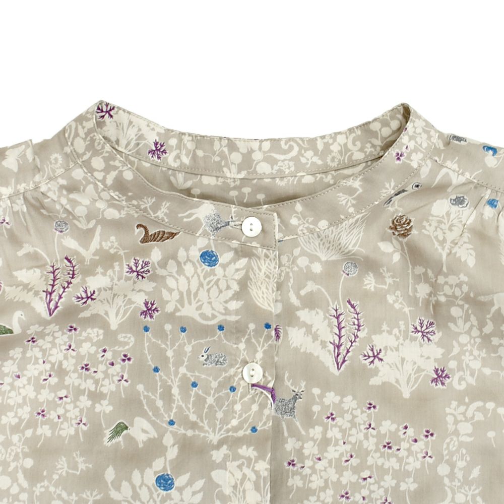 ソソット (sosotto) LIBERTYPRINT バンドカラー袖シャーリングブラウス ノーカラー長袖シャツ リバティープリント 別注 42512941