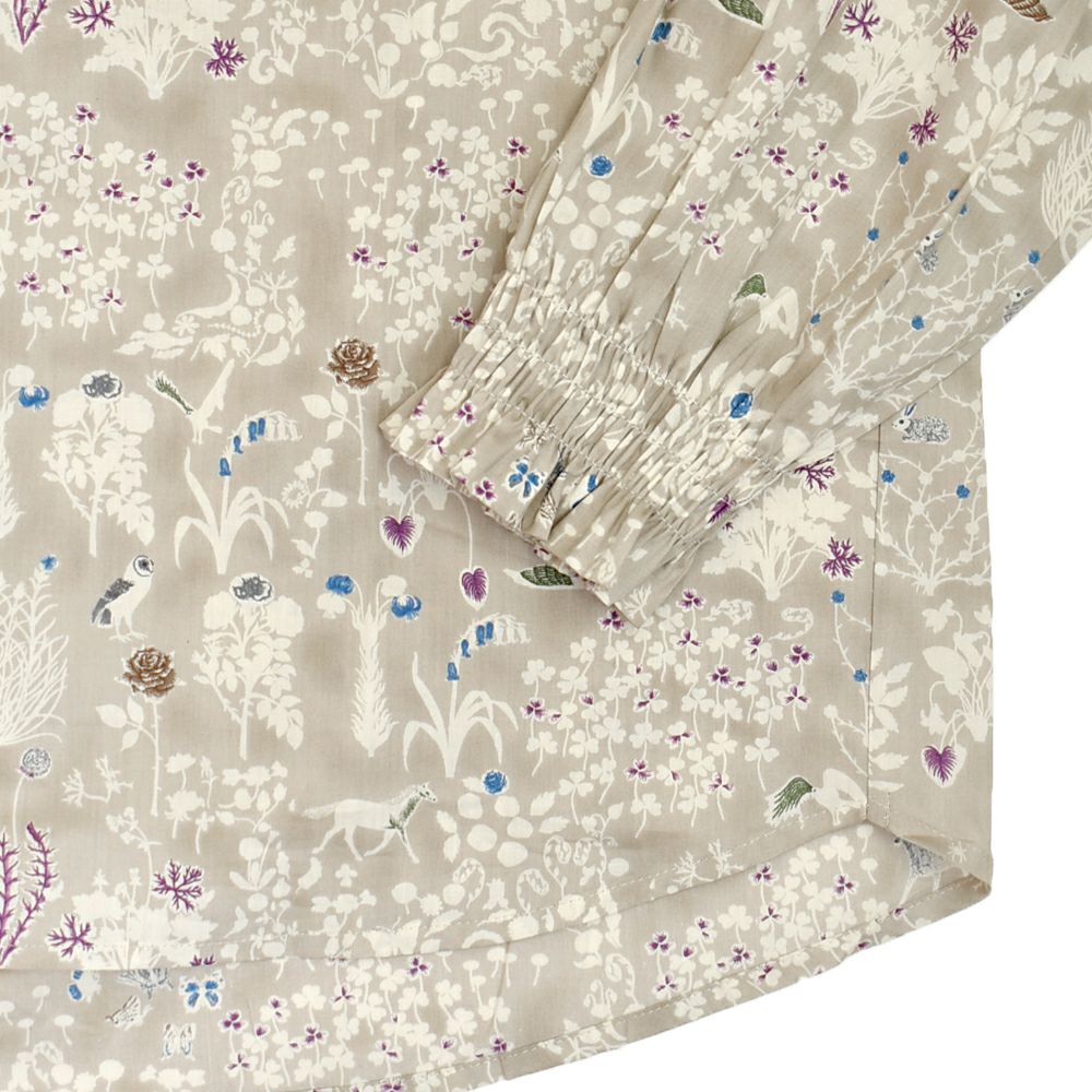 ソソット (sosotto) LIBERTYPRINT バンドカラー袖シャーリングブラウス ノーカラー長袖シャツ リバティープリント 別注 42512941
