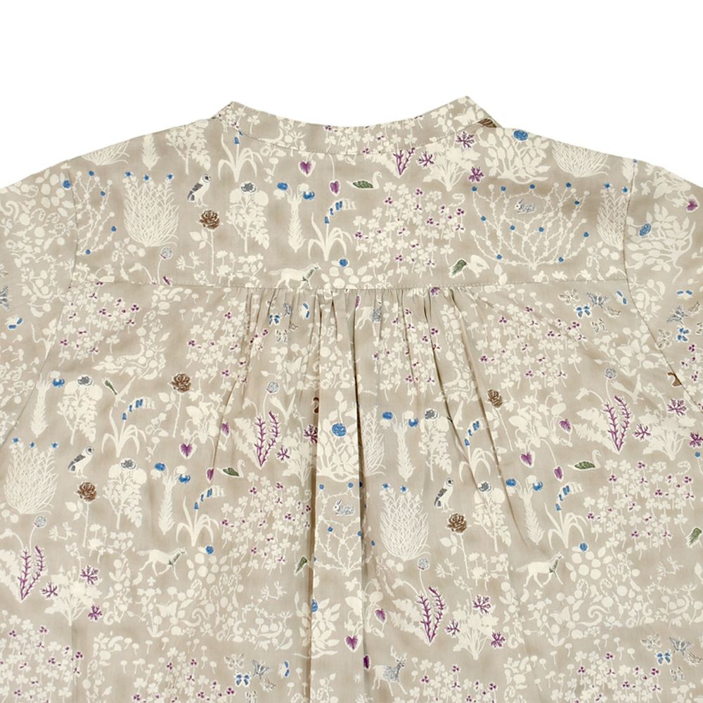 ソソット (sosotto) LIBERTYPRINT バンドカラー袖シャーリングブラウス ノーカラー長袖シャツ リバティープリント 別注 42512941