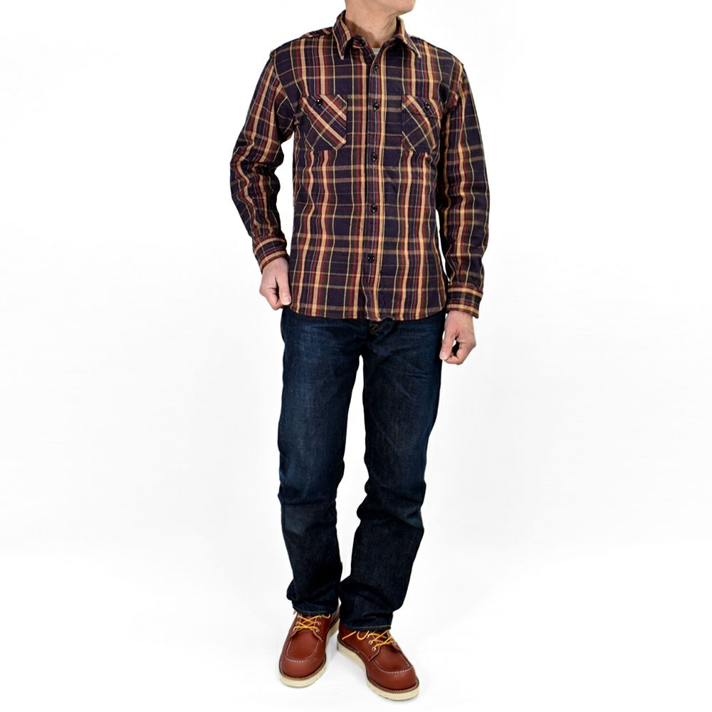 デラックスウエア (DELUXEWARE) JAPAN ANTIQUE COLOR 長袖チェックヘビーネルシャツ HV-55