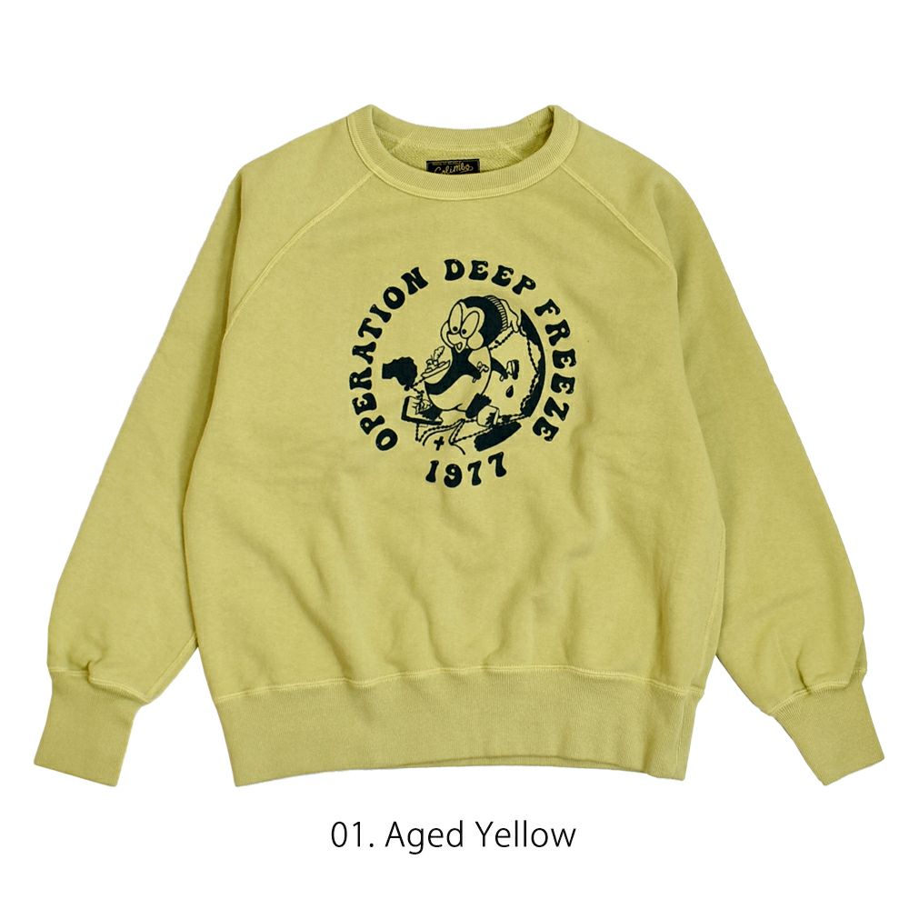 コリンボ (COLIMBO) LAGERGELD SWEAT RAGLAN SWEAT -O.D.F. 1977- ラガーフェルドラグランスウェット 長袖プリントスウェットシャツ ラグランスリーブスウェットシャツ ZA-0404 01.Aged Yellow