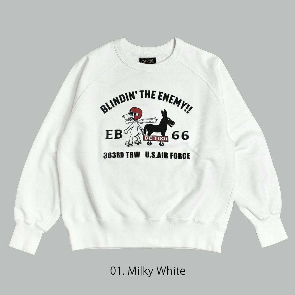コリンボ (COLIMBO) LAGERGELD SWEAT RAGLAN SWEAT -EB-66 =BLINDIN' THE ENEMY=- ラガーフェルドラグランスウェット 長袖プリントスウェットシャツ ラグランスリーブスウェットシャツ ZA-0405 01.Milky White
