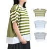 ソソット (sosotto) ボーダー切替ラウンドPO ボーダー半袖Tシャツ 裾切り替え ワイドシルエット ストレッチ 42511322