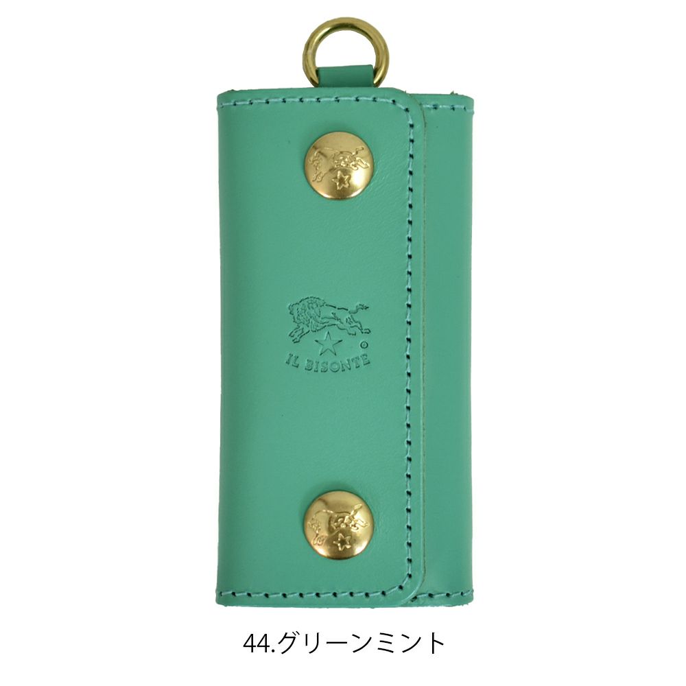 IL BISONTE ペパーミントグリーン レザーキーケース イルビゾンテ (IL BISONTE) キーケース 限定カラー リング付き