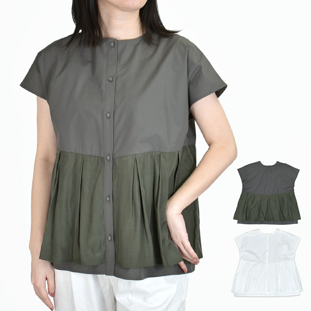ケレン(KELEN) -UTA- 2WAY TUCK DESIGN TOPS 半袖シャツ ブラウス LKL25HBL2208