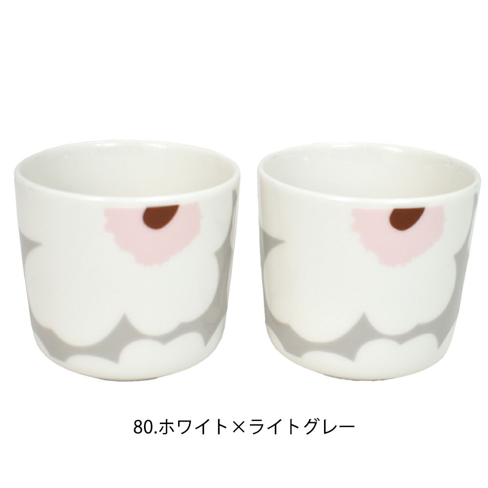 マリメッコ (marimekko) 【日本限定】Unikko コーヒーカップセット（ハンドルなし） ウニッコ 食器 2個セット ギフトボックス ペア 52259-4-73828 52259473828 80.ホワイト×ライトグレー