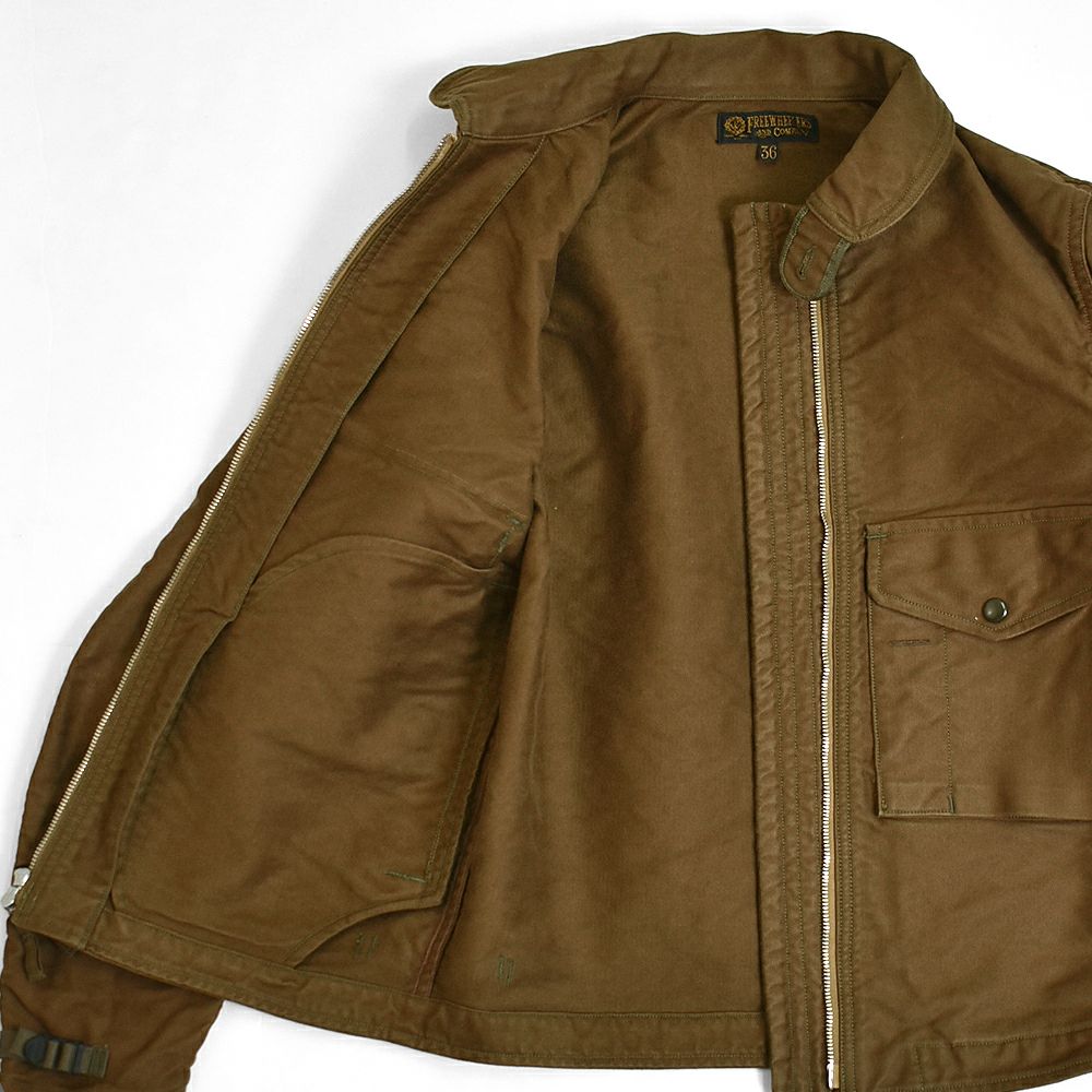 フリーホイーラーズ (FREEWHEELERS) -S-8 AVIATORS' JACKET- 1930~1940s MILITARY IMAGE SUMMER FLYING JACKET Original High Density Jungle Cloth SEPIA BROWN ミリタリージャケット ライトアウター コート 2521006