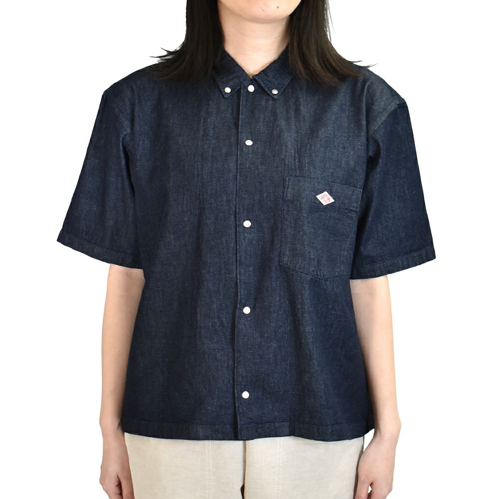 ダントン (DANTON) WOMEN'S DOT BUTTON B.D. SHORT SHIRT S/S 半袖デニムシャツ ブラウス DT-B0336DUG