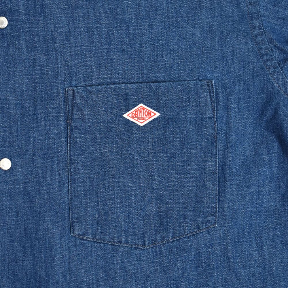 ダントン (DANTON) WOMEN'S DOT BUTTON B.D. SHORT SHIRT S/S 半袖デニムシャツ ブラウス DT-B0336DUG
