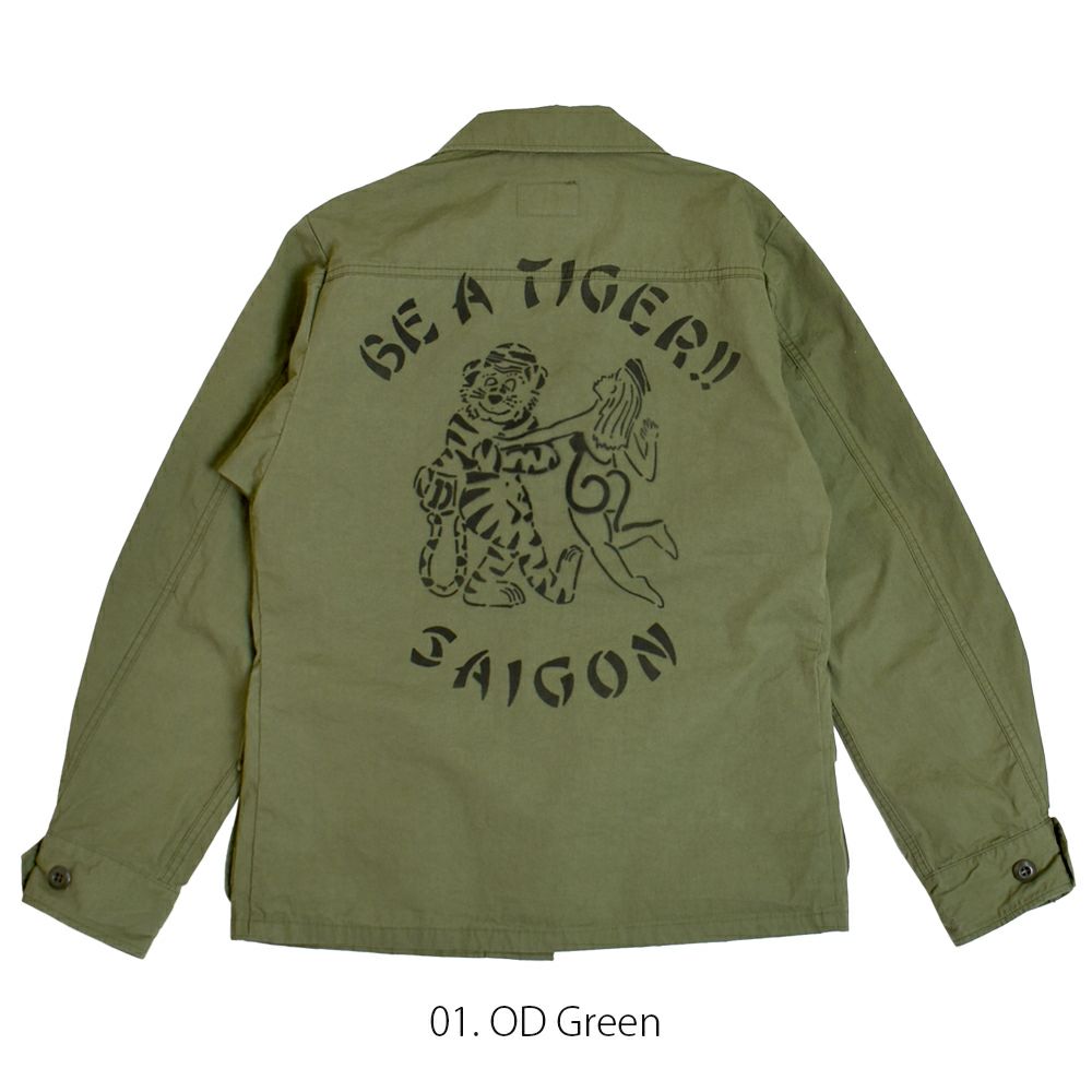 コリンボ (COLIMBO) SOUTHERNMOST BUSH JKT. AMEND #3 -CUSTOM- -BE A TIGER SAIGON- サザンモストブッシュジャケット3rd ミリタリーシャツジャケット カスタムファティーグジャケット ZA-0105 01.OD Green