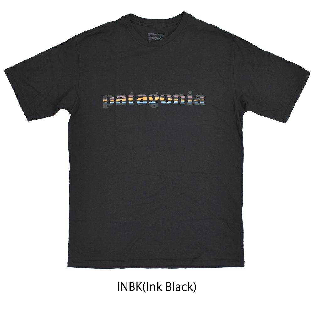 パタゴニア (PATAGONIA) メンズ '73 テキスト ロゴ オーガニック Tシャツ Men's '73 Text Logo Organic T-Shirt 半袖プリントTシャツ 37776 INBK(Ink Black)