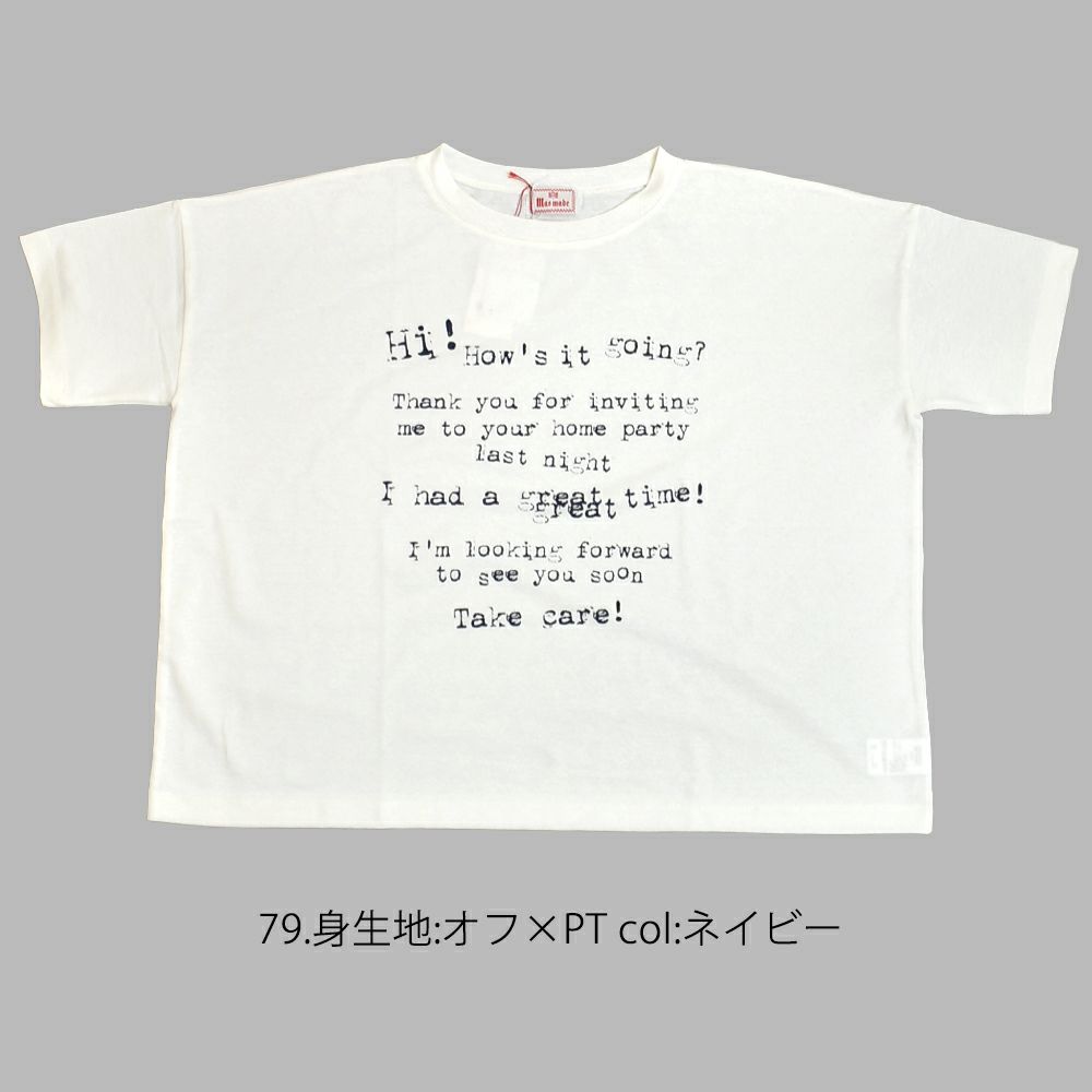 マオメイド (MAOMADE) タイプライター ロゴ お手紙 TEE 半袖プリントTシャツ 521221 79.身生地:オフ×PT col:ネイビー