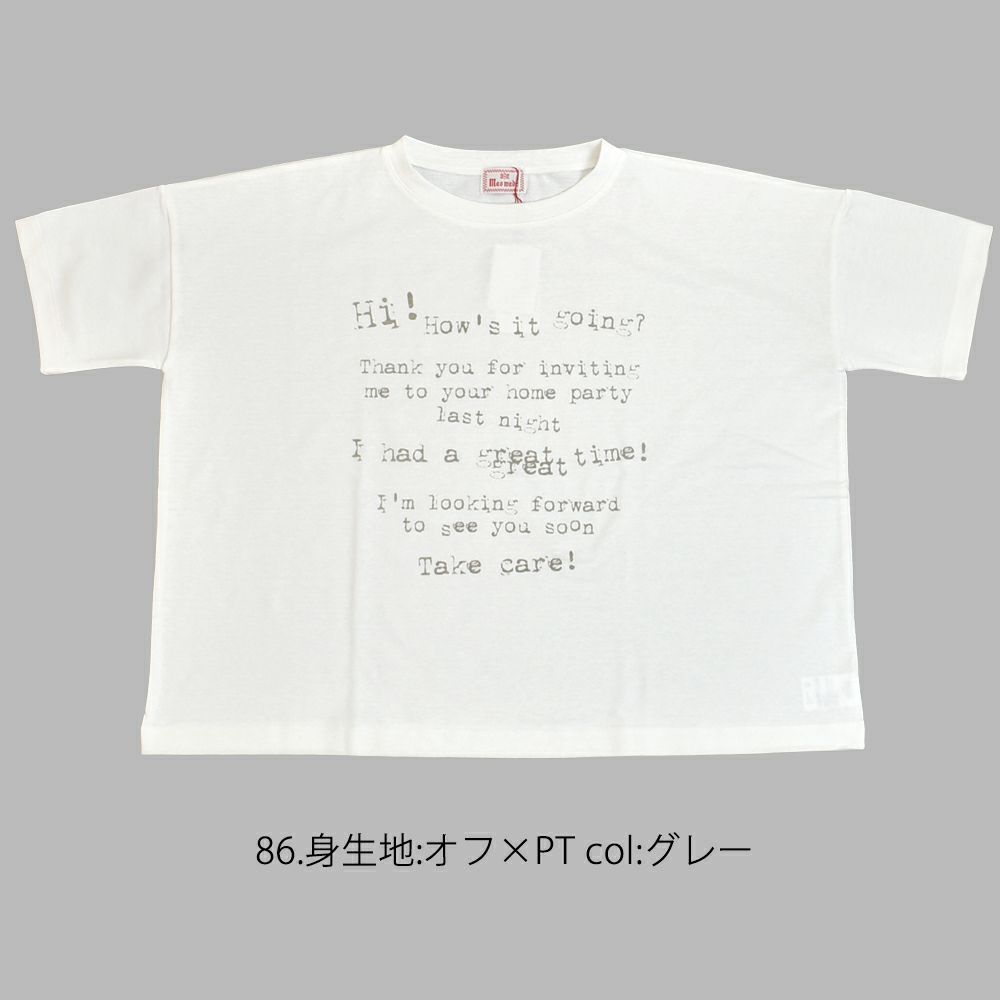 マオメイド (MAOMADE) タイプライター ロゴ お手紙 TEE 半袖プリントTシャツ 521221 86.身生地:オフ×PT col:グレー