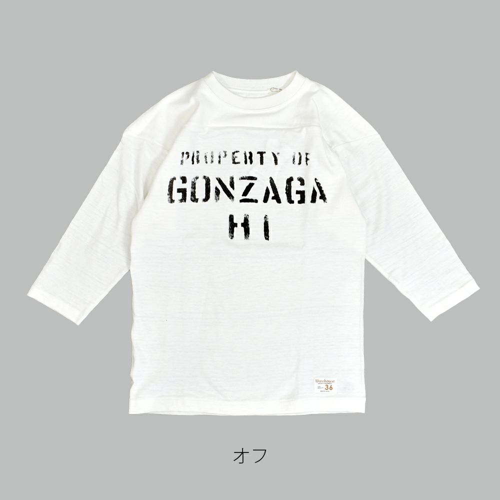ウエアハウス (WAREHOUSE) Lot 4063 7分袖フットボールT GONZAGA HI 半袖プリントTシャツ ロンT 4063 オフ
