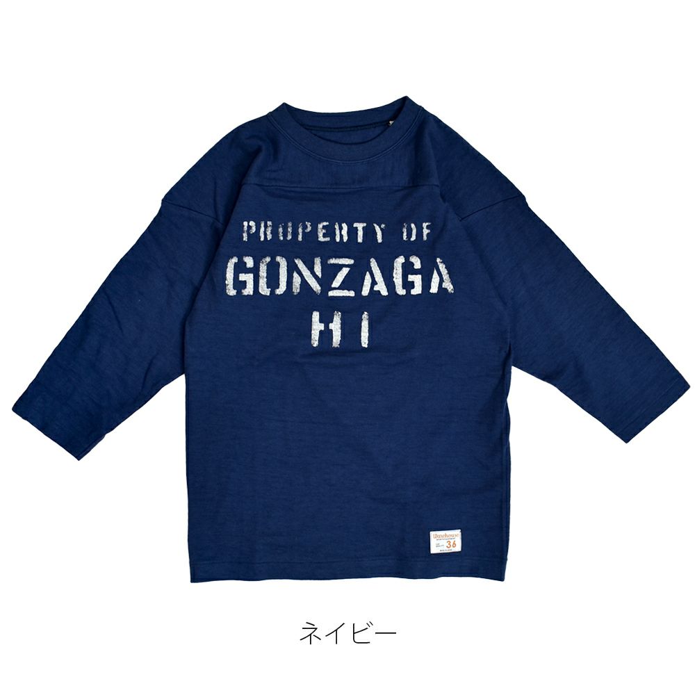 ウエアハウス (WAREHOUSE) Lot 4063 7分袖フットボールT GONZAGA HI 半袖プリントTシャツ ロンT 4063 ネイビー