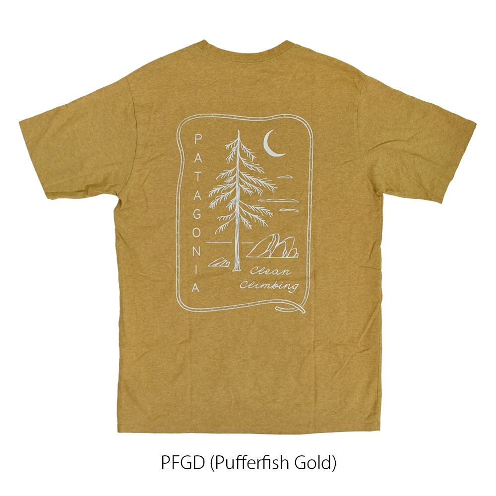 パタゴニア (PATAGONIA) メンズ クリーンクライム ルーツ レスポンシビリティー M's Clean Climb Roots Responsibili-Tee 半袖プリントTシャツ 37795 PFGD(Pufferfish Gold)