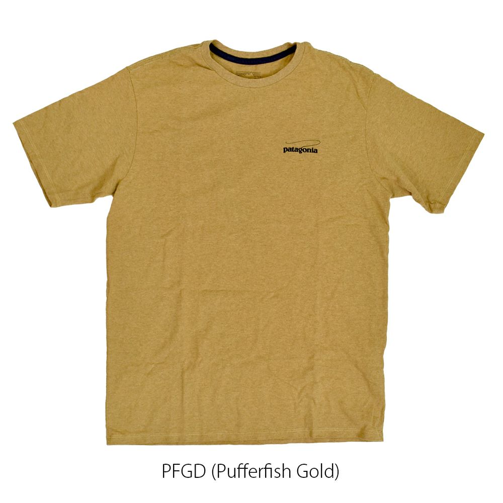 パタゴニア (PATAGONIA) メンズ キャスティング ロゴ レスポンシビリティー M's Casting Logo Responsibili-Tee 半袖プリントTシャツ 37811 PFGD(Pufferfish Gold)