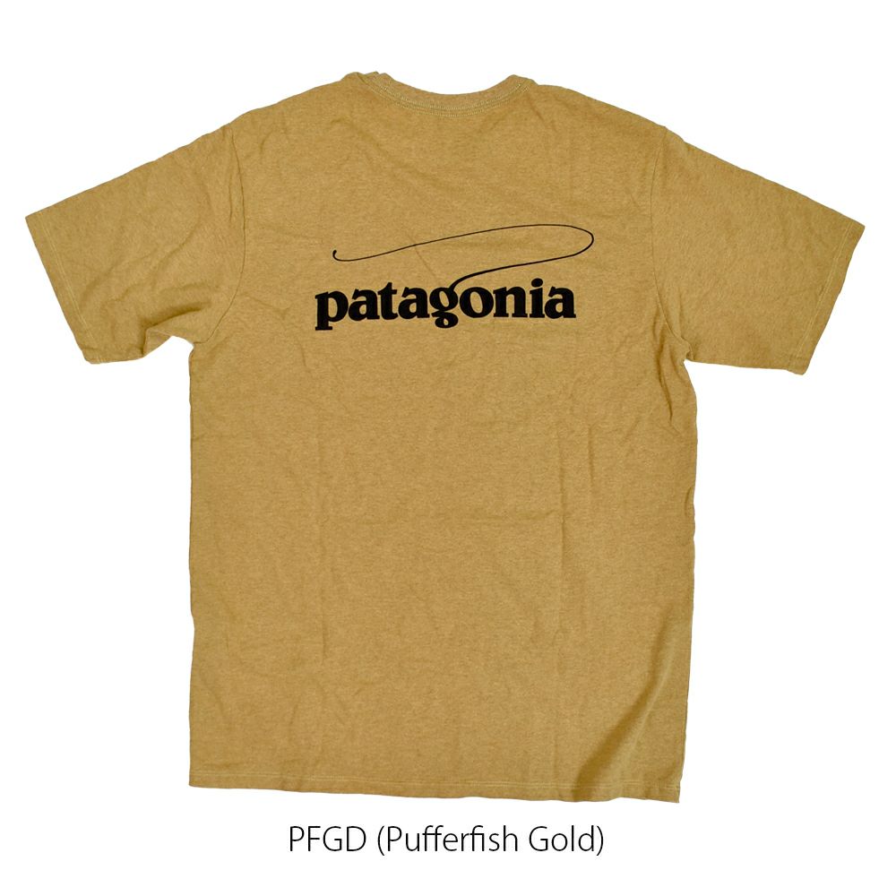 パタゴニア (PATAGONIA) メンズ キャスティング ロゴ レスポンシビリティー M's Casting Logo Responsibili-Tee 半袖プリントTシャツ 37811 PFGD(Pufferfish Gold)