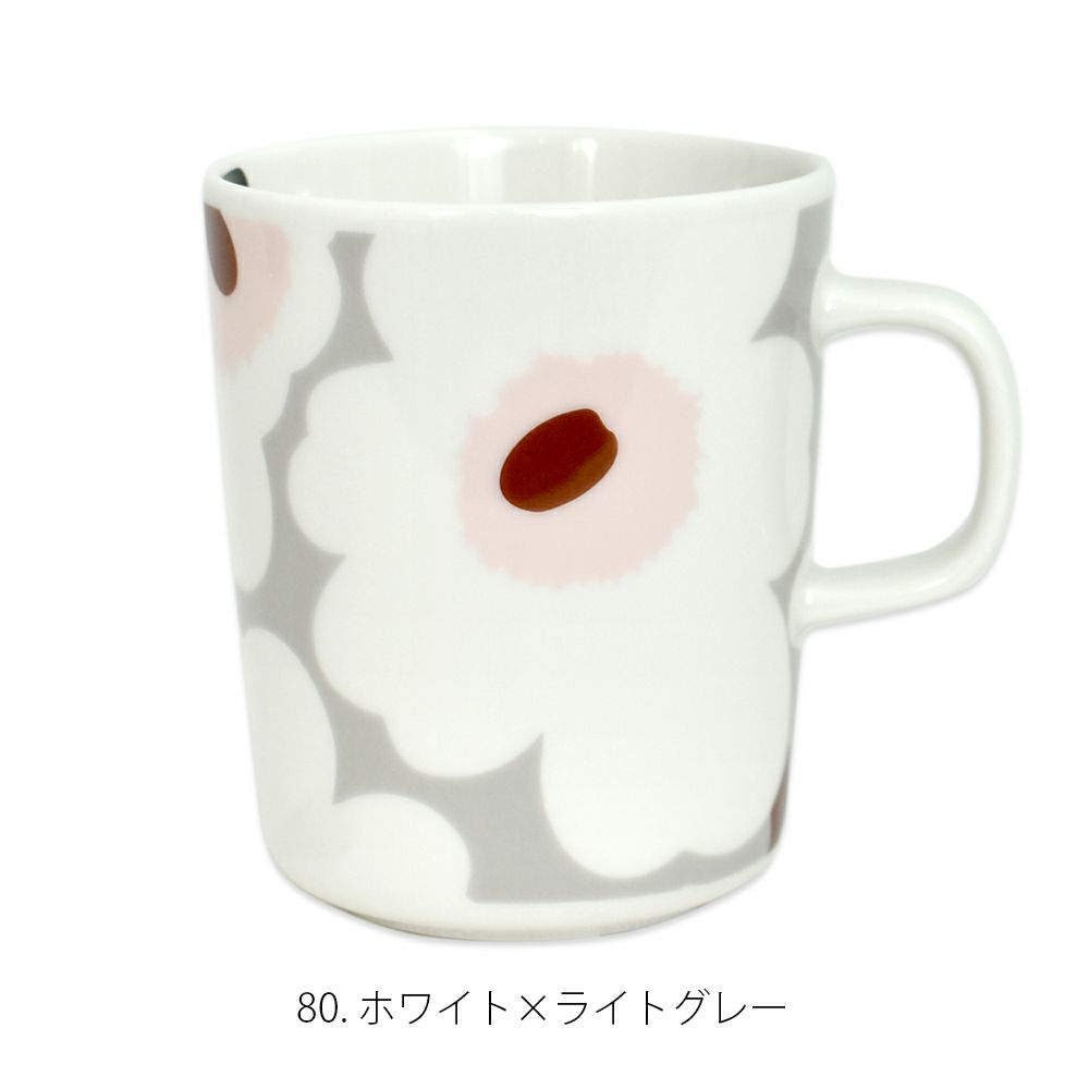 マリメッコ (marimekko) 【日本限定】Unikko マグカップ 250ml ウニッコ 食器 花 ギフト 52259-4-73827 52259473827 80.ホワイト×ライトグレー