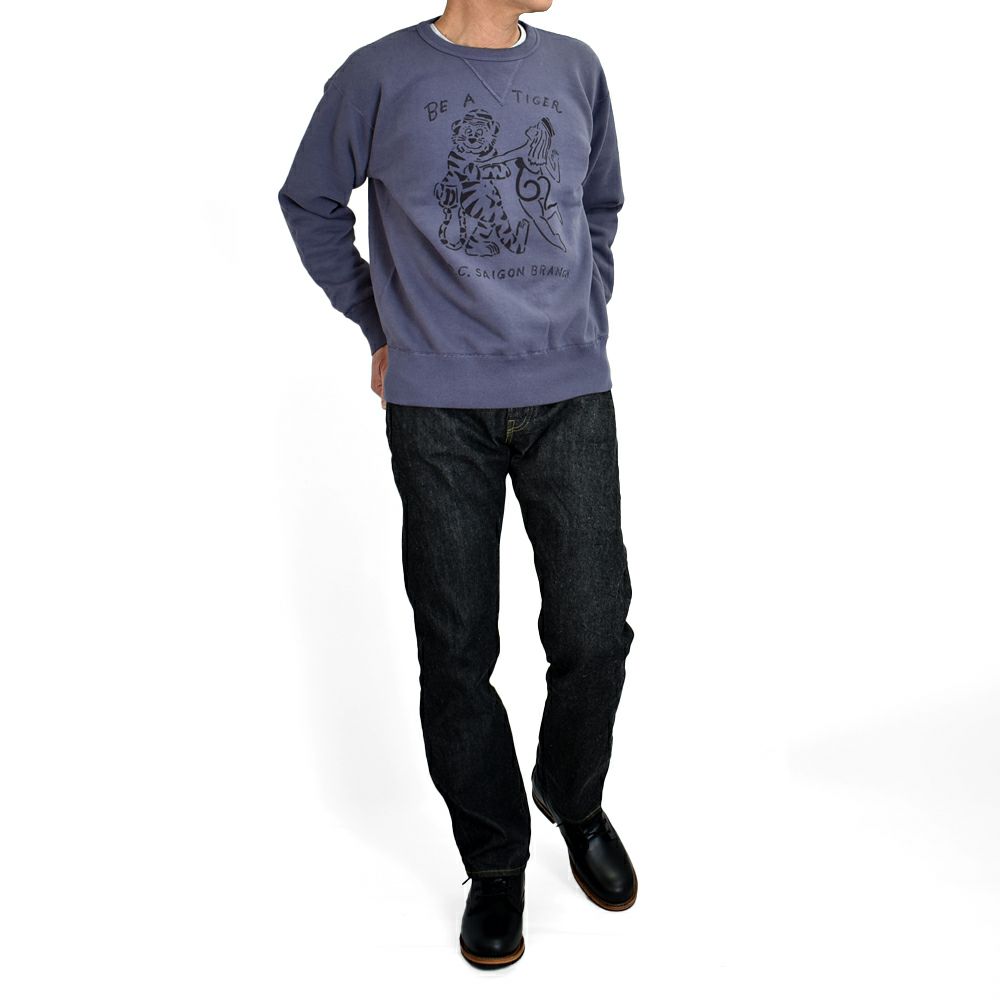 コリンボ (COLIMBO) JACKSONVILLE ATHLE SHIRT =BE A TIGER = ジャクソンビル アスレシャツ 長袖プリントスウェットシャツ 前Vセットインスリーブスウェットシャツ ZA-0402