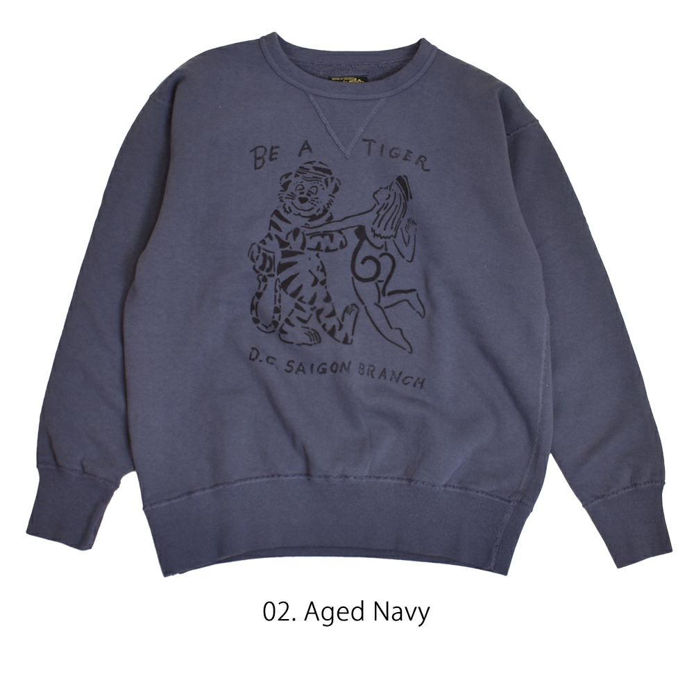 コリンボ (COLIMBO) JACKSONVILLE ATHLE SHIRT =BE A TIGER = ジャクソンビル アスレシャツ 長袖プリントスウェットシャツ 前Vセットインスリーブスウェットシャツ ZA-0402 02.Aged Navy