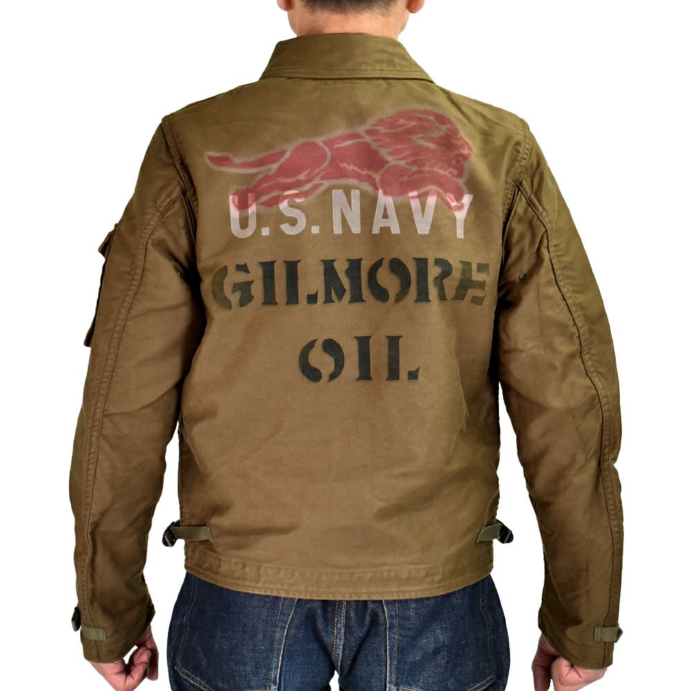 フリーホイーラーズ (FREEWHEELERS) -GILMORE OIL- S-8 AVIATORS' JACKET 1930~1940s MILITARY & MOTOR CULTURE IMAGE CUSTOM JACKET Original High Density Jungle Cloth SEPIA BROWN ミリタリージャケット ライトアウター コート カスタム 2521007