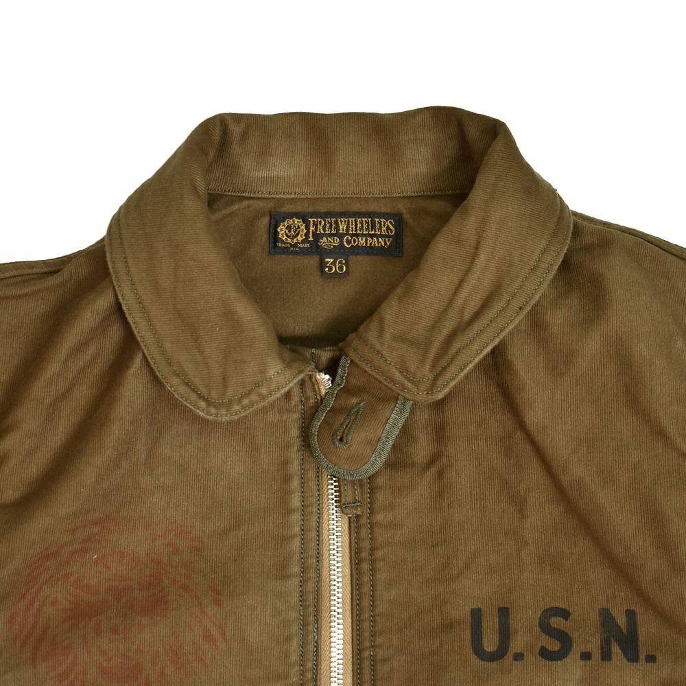 フリーホイーラーズ (FREEWHEELERS) -GILMORE OIL- S-8 AVIATORS' JACKET 1930~1940s MILITARY & MOTOR CULTURE IMAGE CUSTOM JACKET Original High Density Jungle Cloth SEPIA BROWN ミリタリージャケット ライトアウター コート カスタム 2521007
