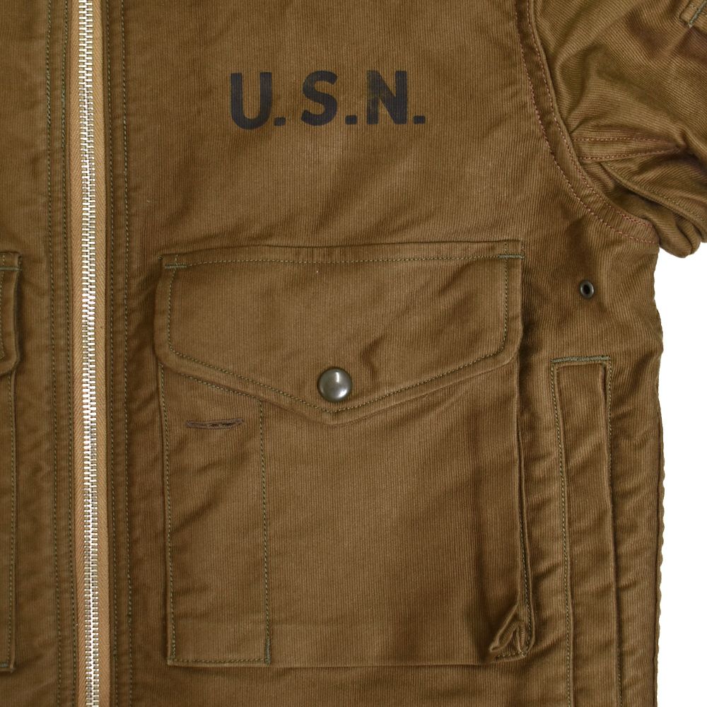 フリーホイーラーズ (FREEWHEELERS) -GILMORE OIL- S-8 AVIATORS' JACKET 1930~1940s MILITARY & MOTOR CULTURE IMAGE CUSTOM JACKET Original High Density Jungle Cloth SEPIA BROWN ミリタリージャケット ライトアウター コート カスタム 2521007