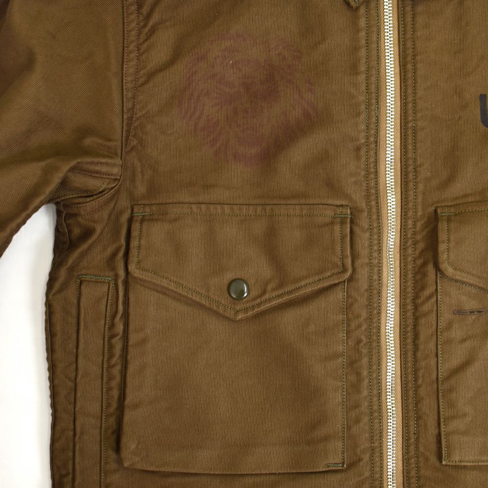 フリーホイーラーズ (FREEWHEELERS) -GILMORE OIL- S-8 AVIATORS' JACKET 1930~1940s MILITARY & MOTOR CULTURE IMAGE CUSTOM JACKET Original High Density Jungle Cloth SEPIA BROWN ミリタリージャケット ライトアウター コート カスタム 2521007