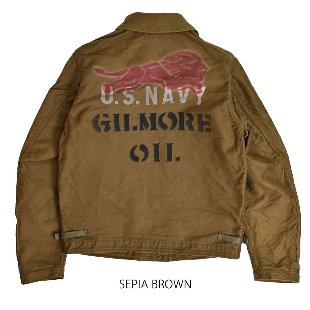 フリーホイーラーズ (FREEWHEELERS) -GILMORE OIL- S-8 AVIATORS' JACKET 1930~1940s MILITARY & MOTOR CULTURE IMAGE CUSTOM JACKET Original High Density Jungle Cloth SEPIA BROWN ミリタリージャケット ライトアウター コート カスタム 2521007 SEPIA BROWN