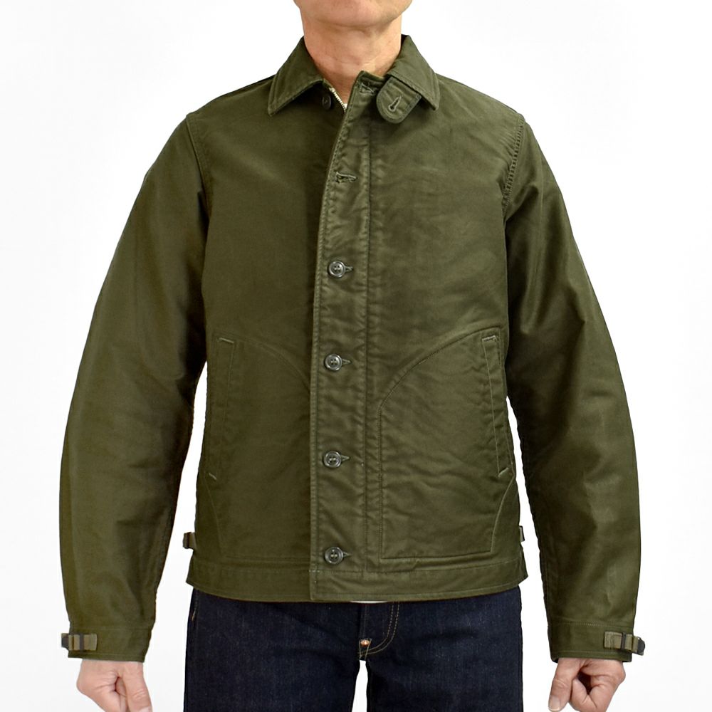 フリーホイーラーズ (FREEWHEELERS) -DECK WORKER JACKET- 1940~1950s U.S.NAVY MILITARY IMAGE CLOTHING Origibal High Density Jungle Cloth DARK KHAKI GREEN デッキワークジャケット ライトアウター 2521010