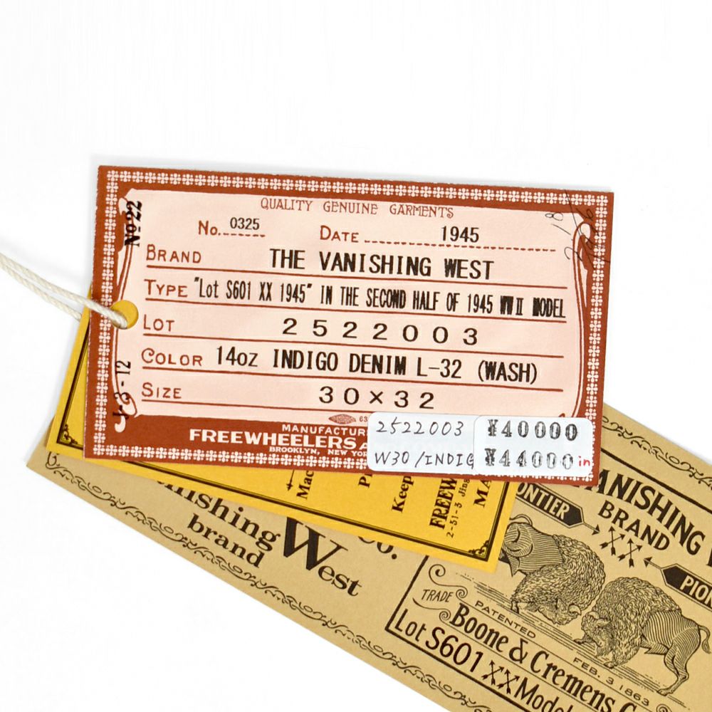 フリーホイーラーズ (FREEWHEELERS) -Lot S601 XX 1945- 5POCKET JEANS IN THE SECOND HALF OF 1945 WORLD WWⅡ MODEL Original 14oz Indigo Denim 大戦モデル ジーンズ デニムパンツ ジーパン 2522003