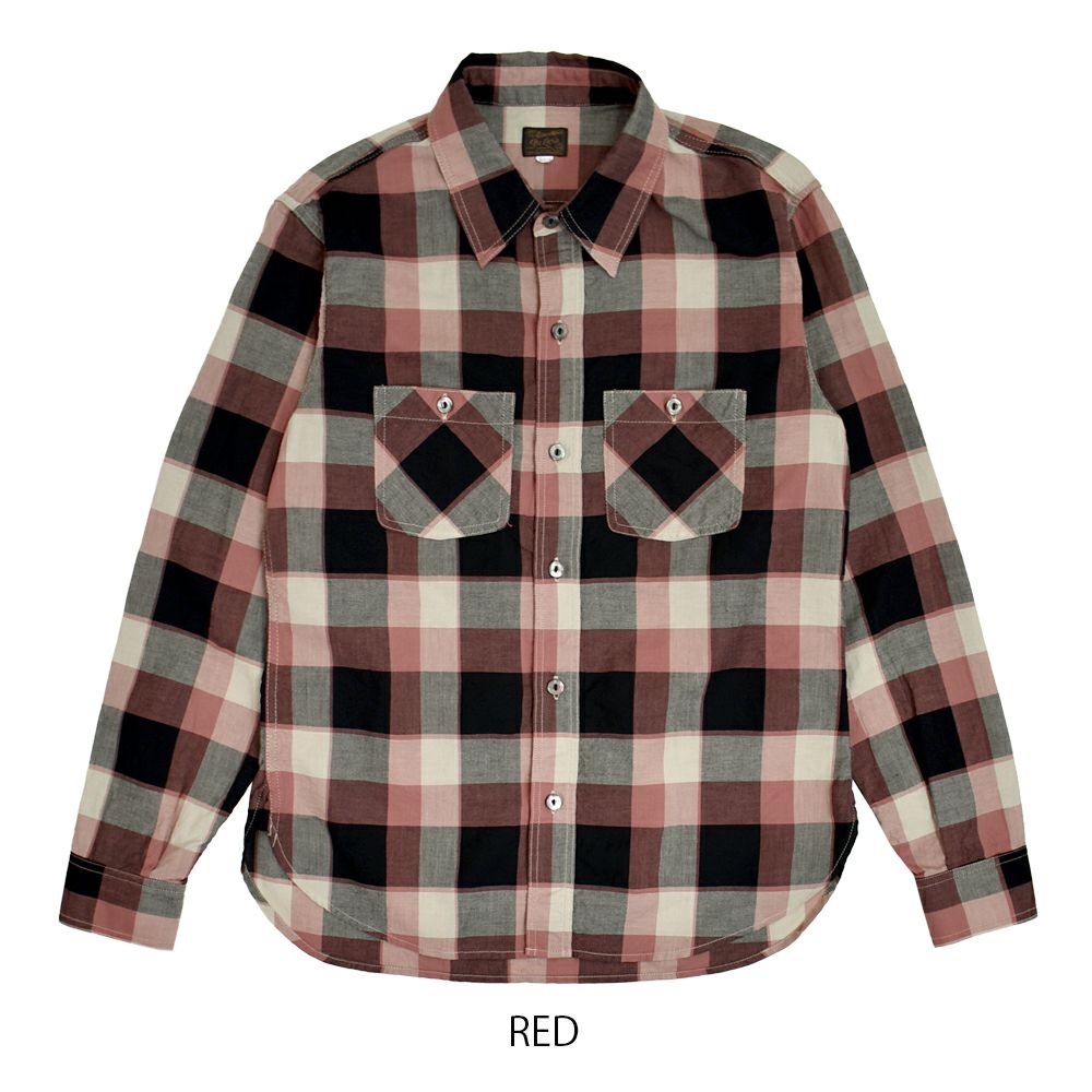 デラックスウエア (DELUXEWARE) 50s CHECK PATTERN 長袖チェックシャツ LV-31 RED